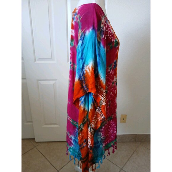 India Boutique Women’s Coverup‎ Free Size Multicolor Embroidery Bohemian Beachy - Picture 3 of 15